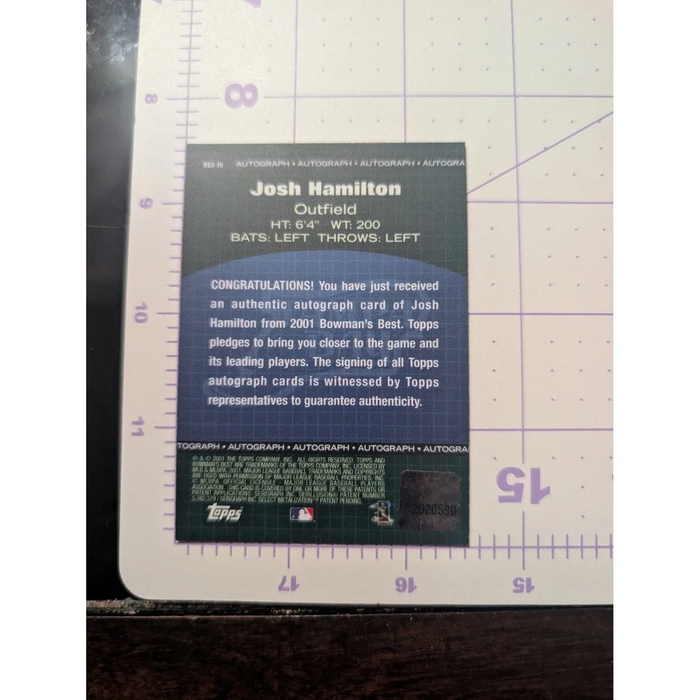2001 Bowman's Best Josh Hamilton Autograph Tampa Bay Devil Rays BBA-JH